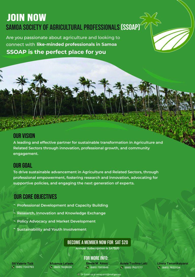 Samoa Society of Agricultural Professional – Ministry of Agriculture ...