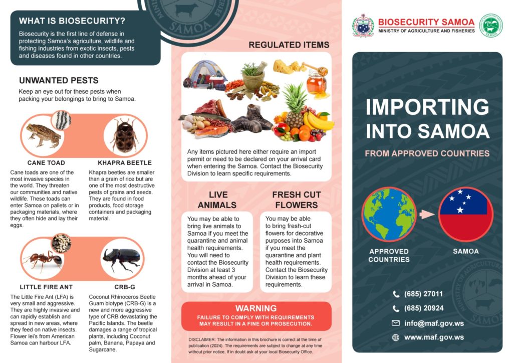 Brochure- Importing into Samoa from Approved country